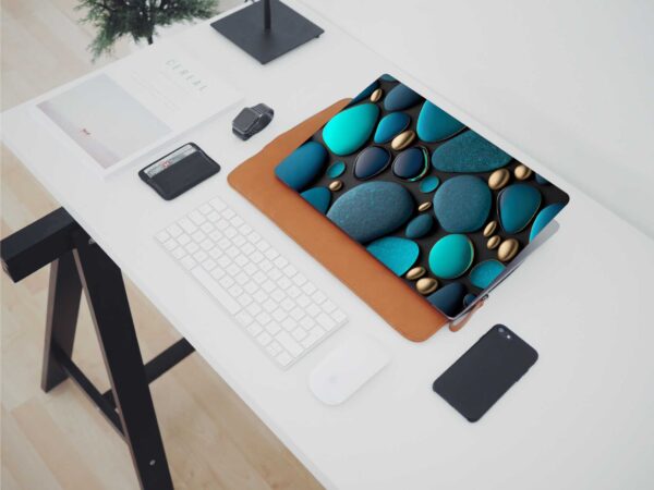 abstract design of blue and gold pebbles Laptop Skin Sticker Coverfor 13.3 14.1 15.6 inch HP Dell Lenovo - Image 2