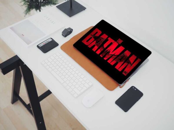 The Batman in Bold Red & black Comic Laptop Skin - Image 2