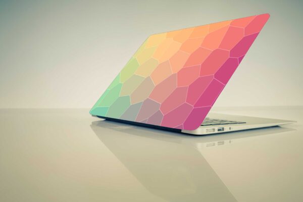 panel_Laptop Skin-032_Pink and yellow pyramid shape Stickers Multicolor 12 inch