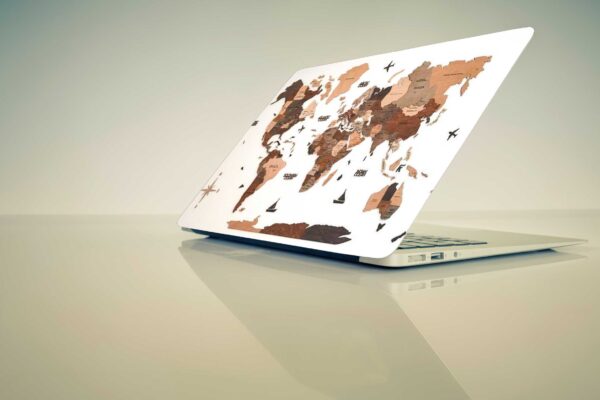 White World Map Design Vinyl Laptop Skin for All Models Laptop Laminated HD Quality Self Adhesive Compatible with 15-15.9-Inches