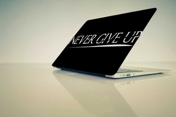 Never Give Up with Black & White Vinyl Laptop Skin/Sticker/Decal for All 13-13.3 Inch Models Bubble Free Laminated HD Quality Compatible with 13" to13.3 Laptop