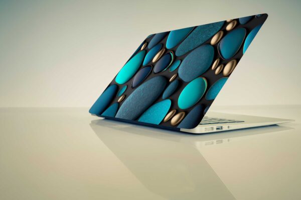 abstract design of blue and gold pebbles Laptop Skin Sticker Coverfor 13.3 14.1 15.6 inch HP Dell Lenovo