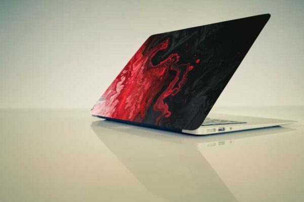 WRAP Printed Vinyl Top Only Skin Sticker Decal for Dell XPS 15 inch Laptop - Red Black Mix